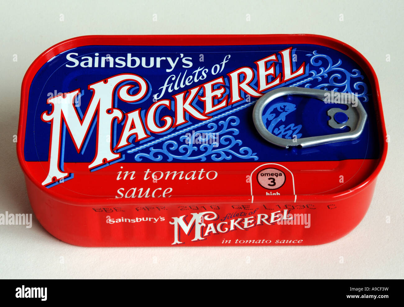 Can of Sainsbury`s Mackerel fillets in tomato sauce Stock Photo Alamy
